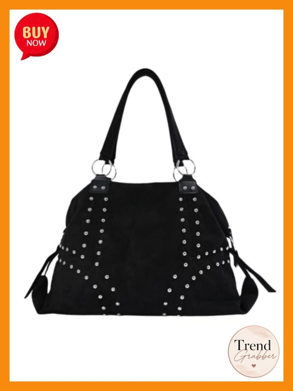 Studded Faux Suede Tote Hobo Bag Top Handle Shoulder Bag Punk Y2K Purse